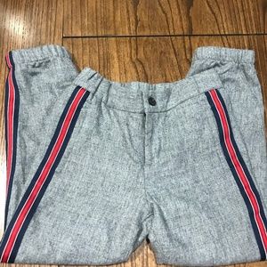 Janie and Jack Gray Wool Lined Dress Pants with Red Navy Stripe Size 6